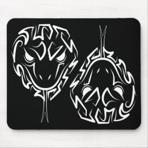 Black and White Tribal Snake Mouse Pad