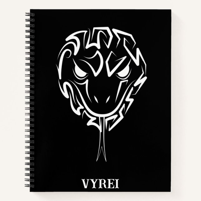 Black and White Tribal Snake Notebook (Front)