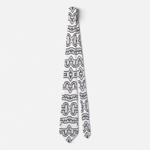 Black and white tribal stripes pattern tie