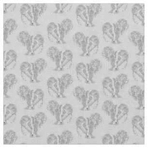 Black and White Tribal Tattoo Manatees Fabric