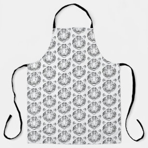 Black and White Tribal Tiger Apron