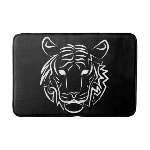 Black and White Tribal Tiger Bath Mat