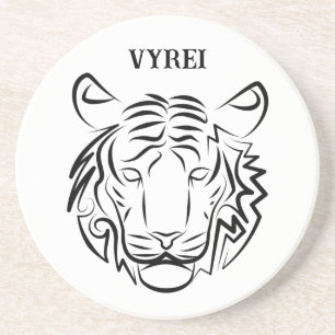 Black and White Tribal Tiger Coaster