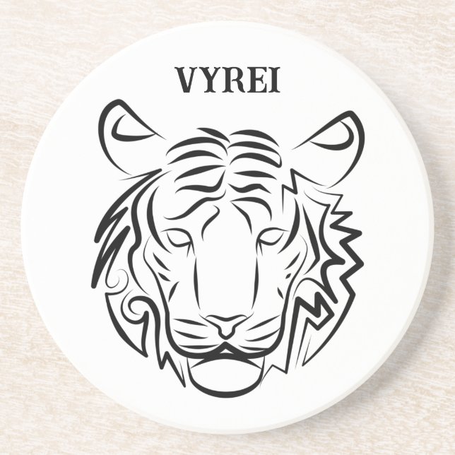 Black and White Tribal Tiger Coaster (Front)
