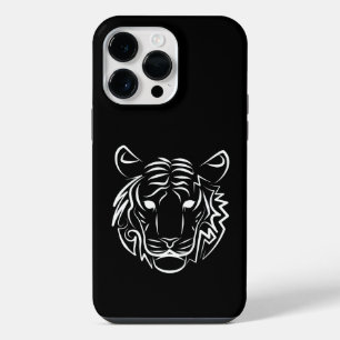 Black and White Tribal Tiger iPhone 14 Pro Max Case