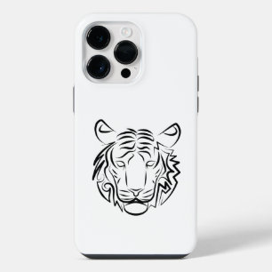 Black and White Tribal Tiger iPhone 14 Pro Max Case