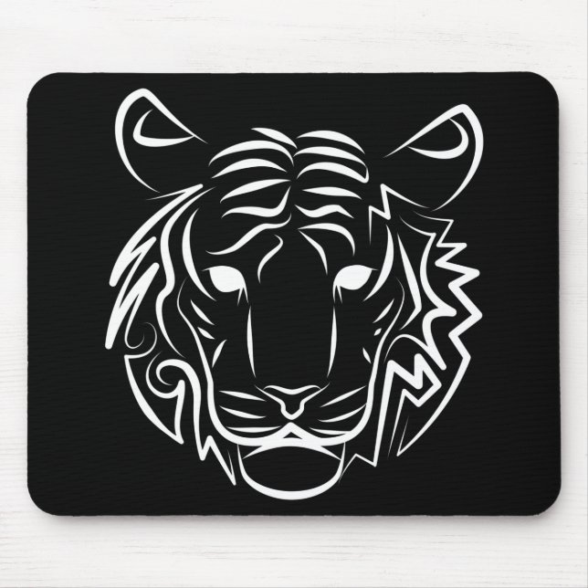 Black and White Tribal Tiger Mouse Pad (Front)