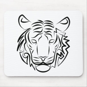 Black and White Tribal Tiger Mouse Pad