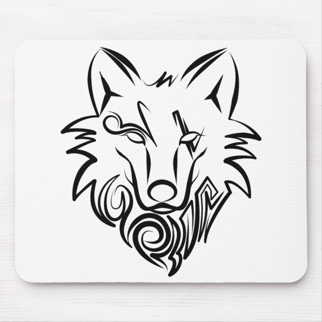 Black and White Tribal Tiger Mouse Pad (Front)