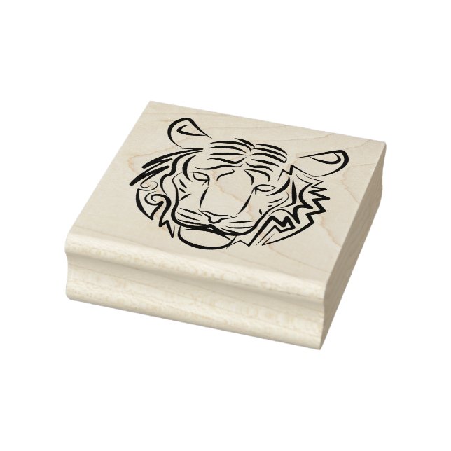 Black and White Tribal Tiger Rubber Stamp (Stamp)