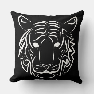 Black and White Tribal Tiger Throw Pillow
