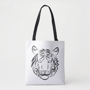 Black and White Tribal Tiger Tote Bag