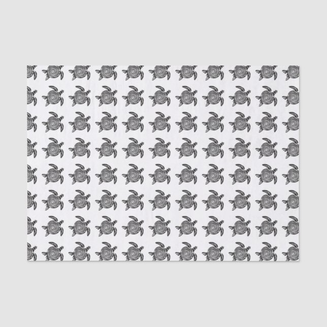 Black and White Tribal Turtle Art Tissue Paper (Front)