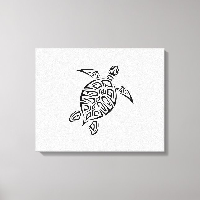 Black And White Tribal Turtle Canvas Print (Front)