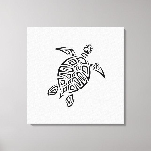Black And White Tribal Turtle Canvas Print (Front)