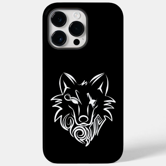 Black and White Tribal Wolf Case-Mate iPhone Case (Back)