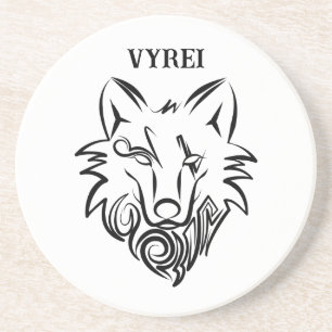 Black and White Tribal Wolf Coaster