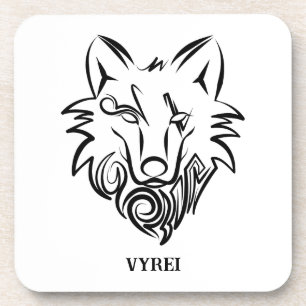 Black and White Tribal Wolf Coaster