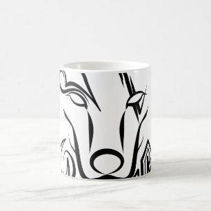 Black and White Tribal Wolf Coffee Mug