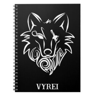 Black and White Tribal Wolf Notebook
