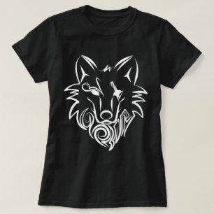 Black and White Tribal Wolf T-Shirt