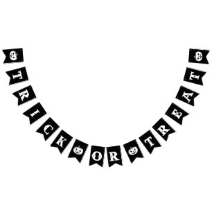 Black and White Trick or Treat Halloween Party Bunting Flags