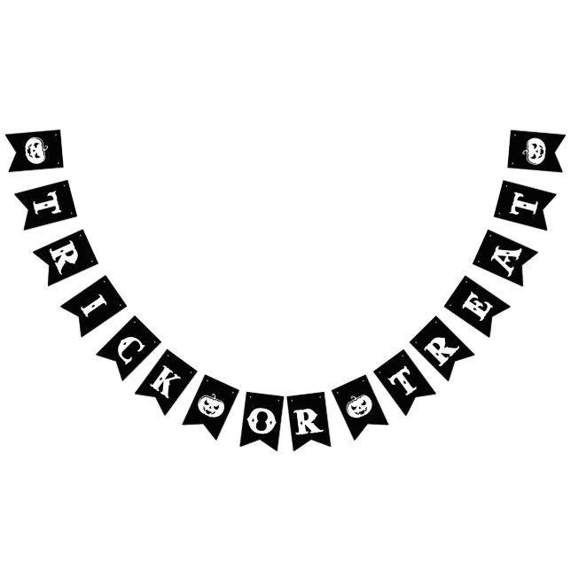 Black and White Trick or Treat Halloween Party Bunting Flags (All)