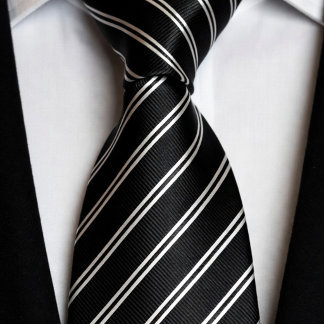Black and White Triple Stripe Modern Business Tie