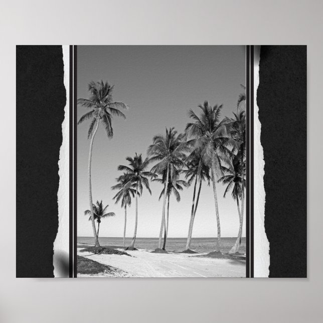 Black and White Tropical Art Printable Poster (Front)