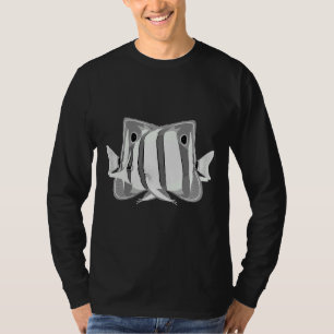 Black And White Tropical Coral Marine Butterfly Fi T-Shirt