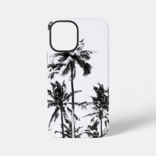 Black and white tropical palm tree paradise summer iPhone 12 mini case