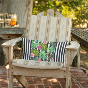 Black and White Tropical Throw Pillow