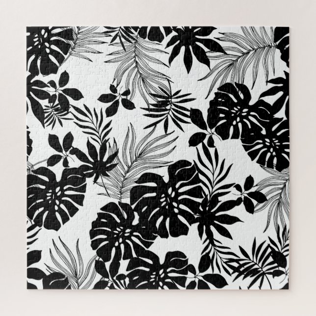 Black and White Tropics: Silhouetted Nature Jigsaw Puzzle (Vertical)