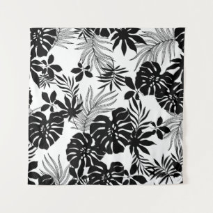 Black and White Tropics: Silhouetted Nature Tapestry