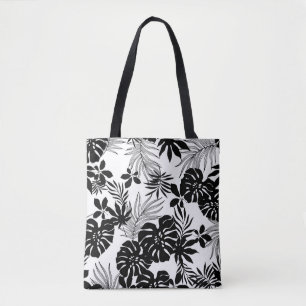 Black and White Tropics: Silhouetted Nature Tote Bag