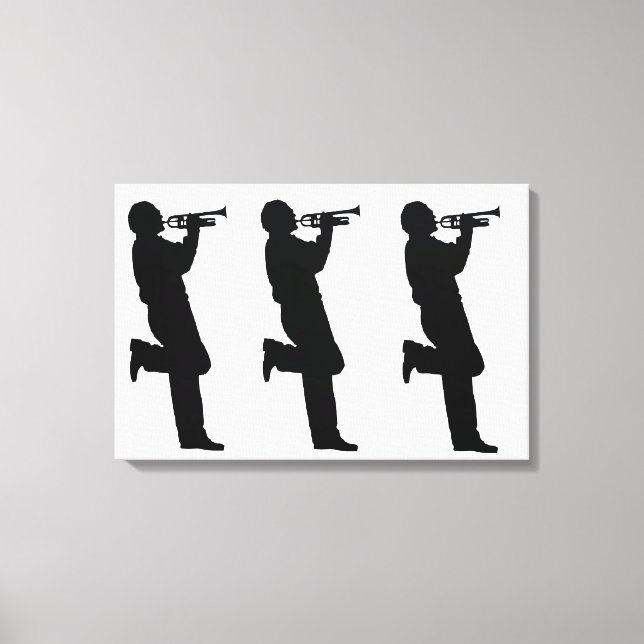 Black and White Trumpet Jazz Musician Canvas Print (Front)