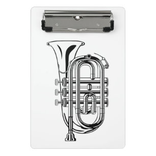 Black and White Trumpet Sketch Musical Instrument Mini Clipboard