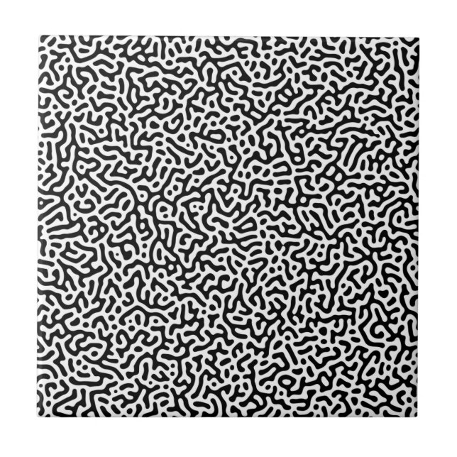 Black and White Turing Pattern Tile (Front)