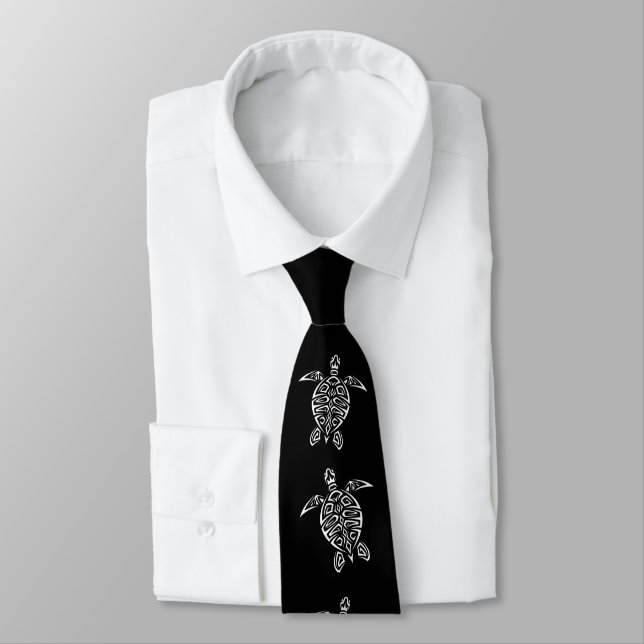 Black And White Turtles Maritime Coastal Tie (Tied)
