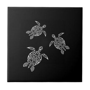 Black And White Turtles Tatoo Animal Tile
