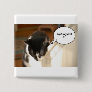 black and white tuxedo Cat 2 Inch Square Button