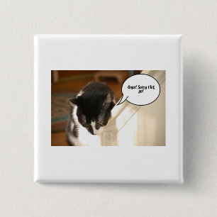 black and white tuxedo Cat 2 Inch Square Button
