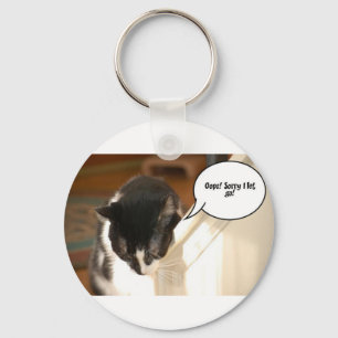 black and white tuxedo Cat Keychain