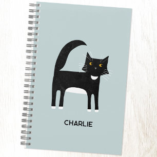 Black and White Tuxedo Cat Personalized Notebook