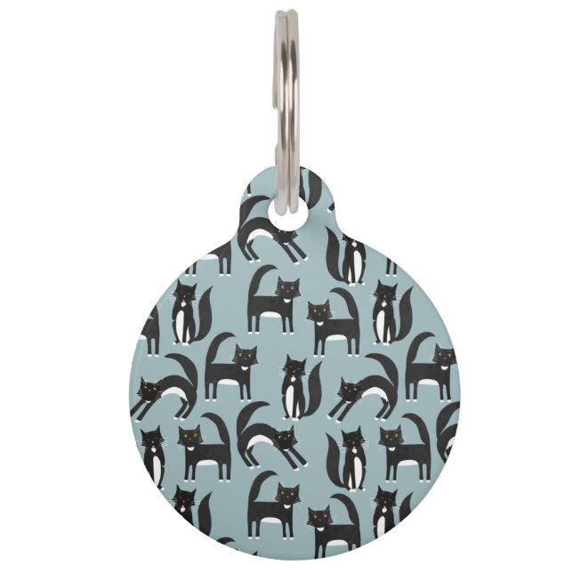 Black and White Tuxedo Cat Pet Tag (Front)