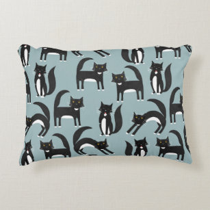 Black and White Tuxedo Cats Accent Pillow