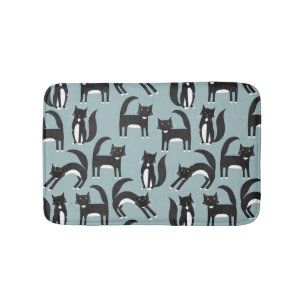 Black and White Tuxedo Cats Bath Mat