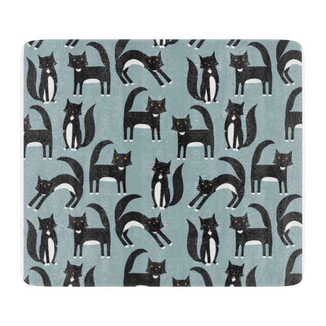 Black and White Tuxedo Cats Cutting Board (Front)