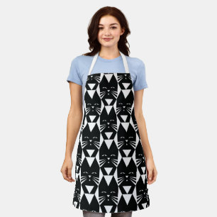 Black and White Tuxedo Cats Funny Geometric Apron
