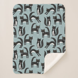 Black and White Tuxedo Cats Sherpa Blanket